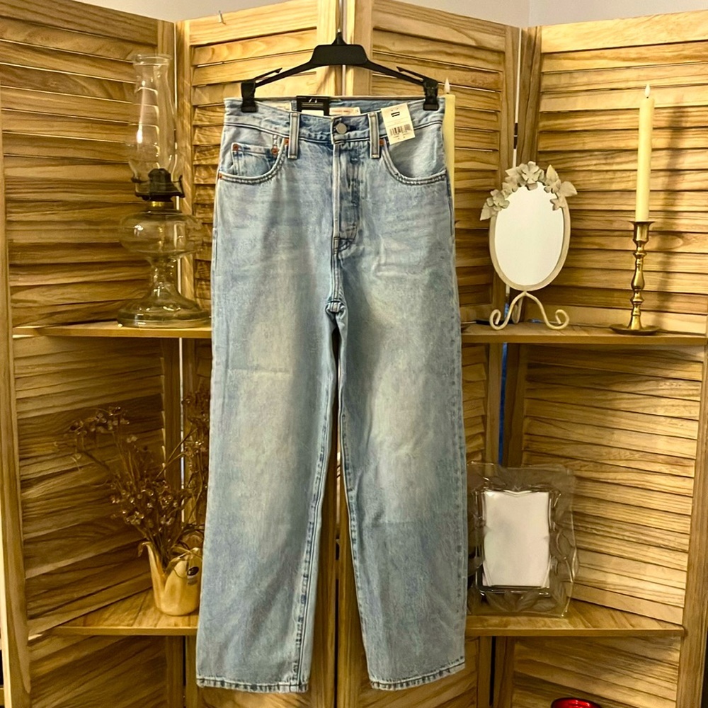 NWT Levi's Ribcage High Rise Straight Ankle Blue Jeans Classic Denim 24 x 27